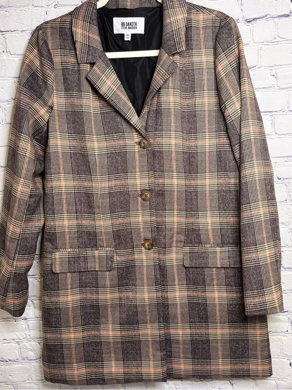 BB Dakota x Steve Madden Plaid For You Longline Academia Preppy Blazer Jacket M